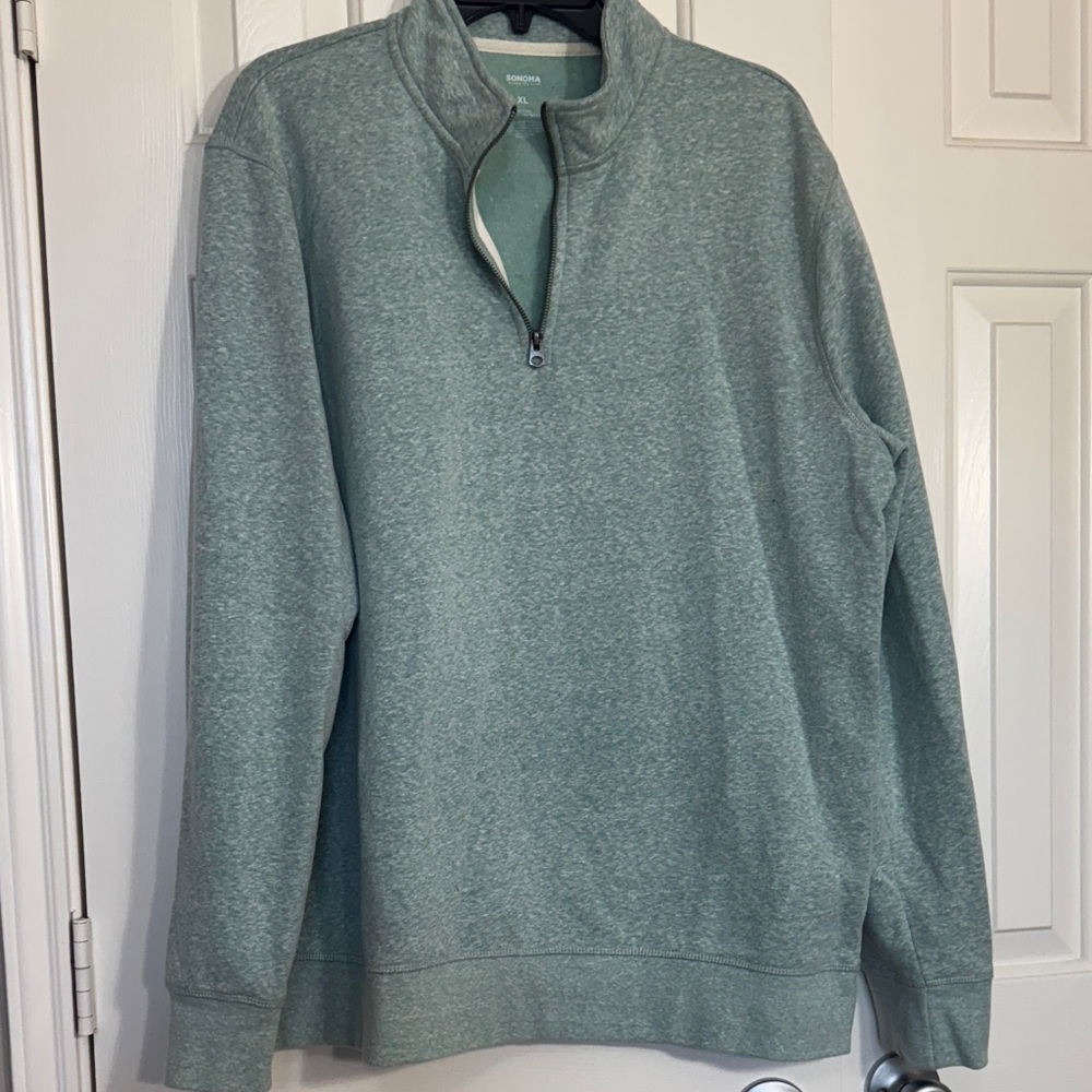 Sonoma Men's Heathered Green Zip-Up Sweater